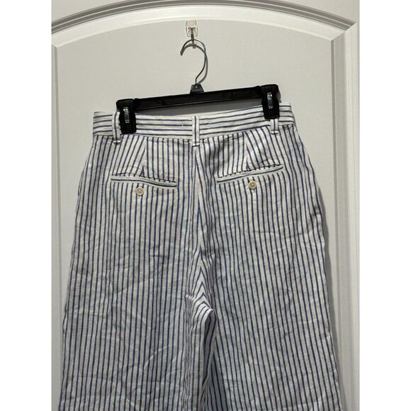 Madewell The Harlow Wide Leg Pants 100% Linen Blue and White Stripe Size 4 - Picture 3 of 7